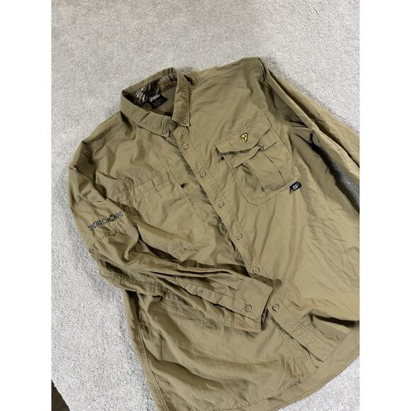 Scent Blocker Shirt Mens‎ Size L G Hunting Recon Camo Tan Long Sleeve Button Up - Picture 1 of 8